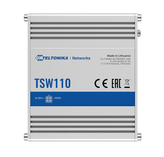Teltonika TSW110 L2 Unmanaged Ethernet Switch, 5 x Gigabit Ethernet with speeds up to 1000 Mbps,...