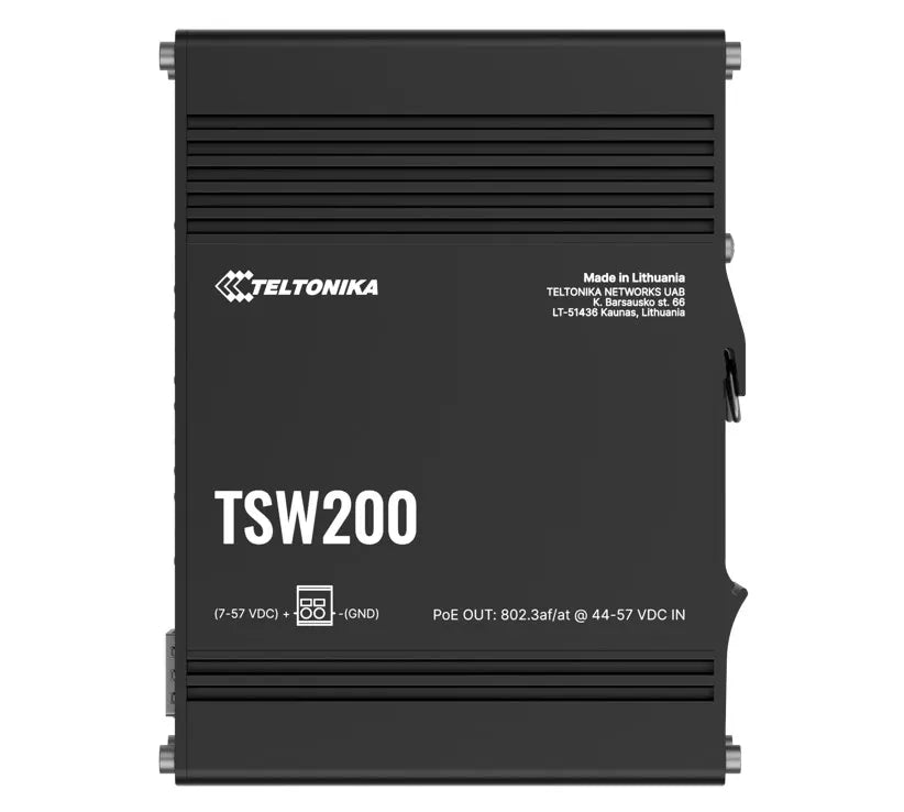 Teltonika TSW200 Industrial PoE+ Ethernet Switch, 2x SFP Ports, 8x PoE+ Ports with speeds up to 1...