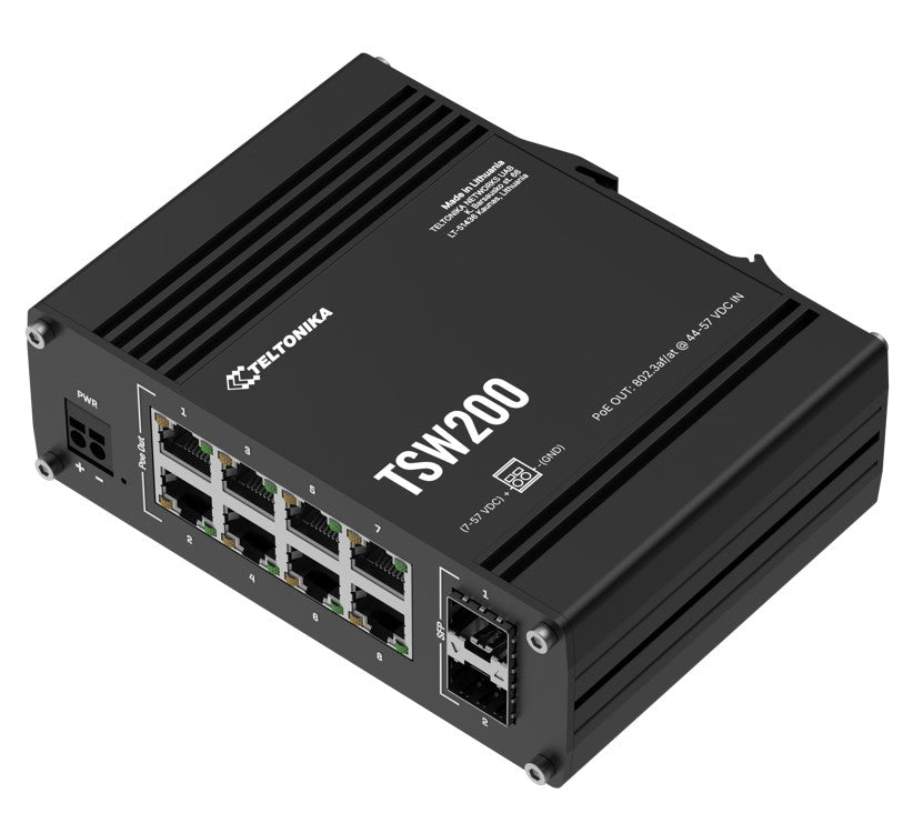 Teltonika TSW200 Industrial PoE+ Ethernet Switch, 2x SFP Ports, 8x PoE+ Ports with speeds up to 1... - Image 3