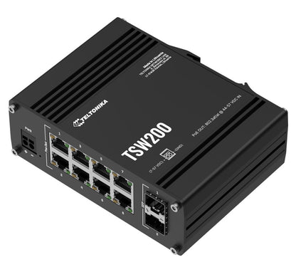 Teltonika TSW200 Industrial PoE+ Ethernet Switch, 2x SFP Ports, 8x PoE+ Ports with speeds up to 1... - Image 3