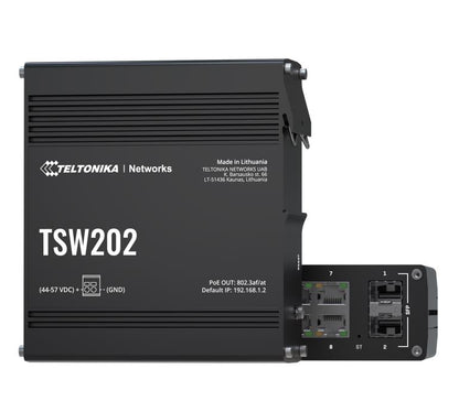 Teltonika TSW202 Managed PoE+ Ethernet Switch, Supports Profinet, 2 SFP Ports, 8 Gigabit Ethernet...