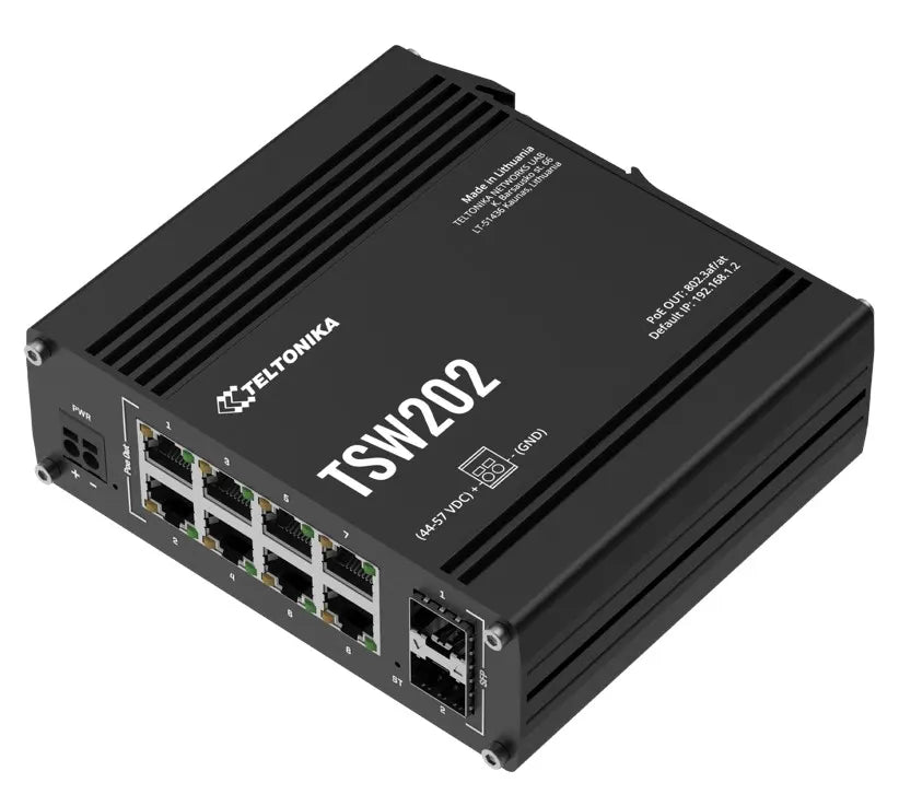 Teltonika TSW202 Managed PoE+ Ethernet Switch, Supports Profinet, 2 SFP Ports, 8 Gigabit Ethernet... - Image 3