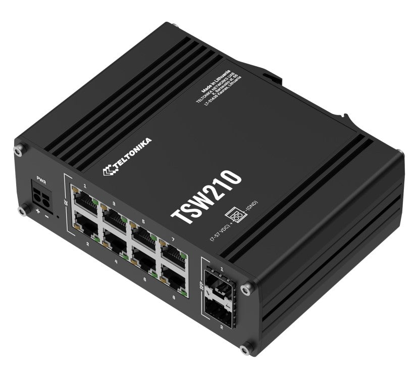 Teltonika TSW210 Industrial Ethernet Switch, 2x SFP Ports, 8x Gigabit Ethernet Ports with speeds... - Image 3