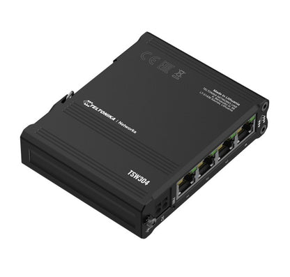 Teltonika TSW304 DIN Rail Ethernet Switch, 4x Gigabit Ethernet with speeds of up to 1000 Mbpsl, Wide Range of Voltages, PSU excluded