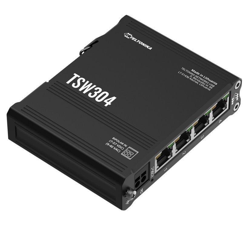 Teltonika TSW304 DIN Rail Ethernet Switch, 4x Gigabit Ethernet with speeds of up to 1000 Mbpsl, W... - Image 3