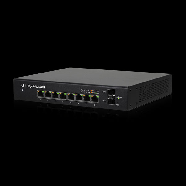 Ubiquiti EdgeSwitch 8, 8-Port Managed PoE+ Gigabit Switch, 2 SFP, 150W, Supports PoE+ and 24v Pas...