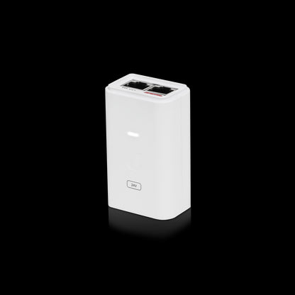 Ubiquiti POE Injector, 24VDC, 24W, Gigabit Ethernet, ESD protection  LED, Surge and Clamping Prot...