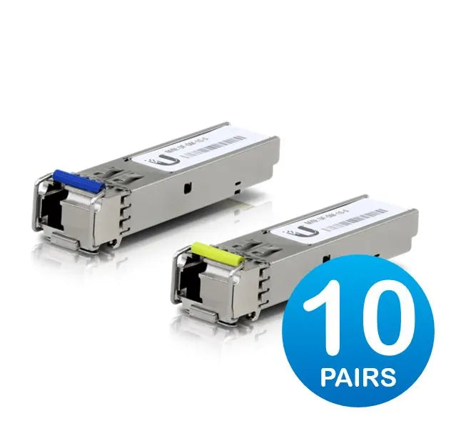 Ubiquiti UFiber1 Gbps Bidirectional Single-Mode SFP Module, 20-Pack, Up 3km Distance,Simplex LC C...