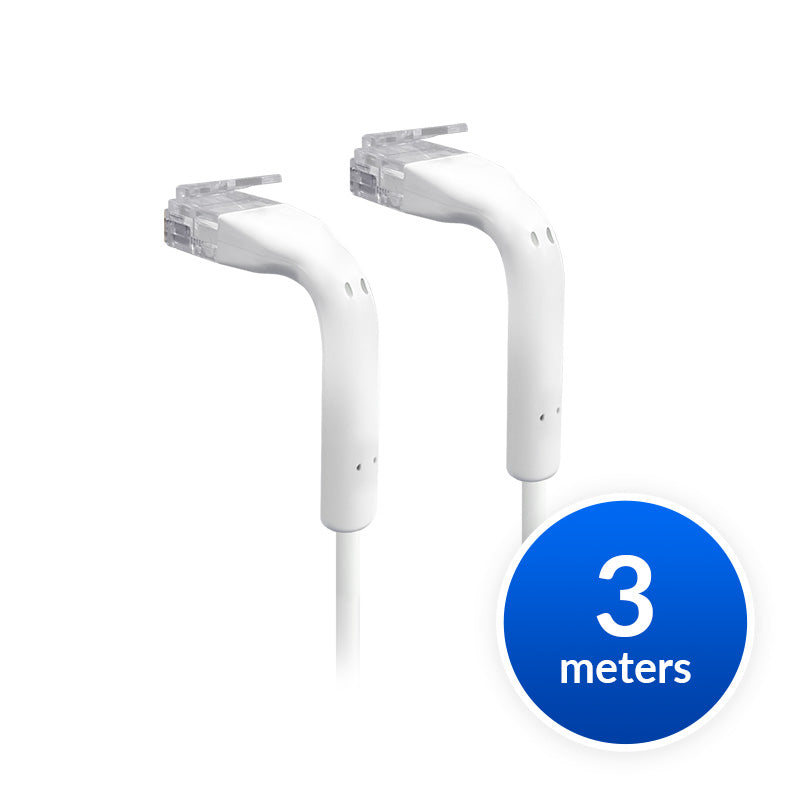 Ubiquiti UniFi Patch Cable Single Unit, 3m, White, End Bendable to 90 Degree, RJ45 Ethernet Cable...
