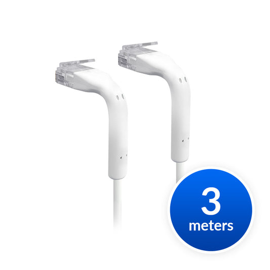 Ubiquiti UniFi Patch Cable Single Unit, 3m, White, End Bendable to 90 Degree, RJ45 Ethernet Cable...