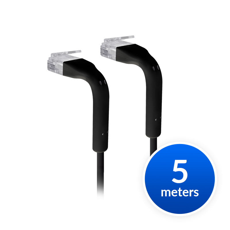 Ubiquiti UniFi Patch Cable Single Unit, 5m, Black, End Bendable to 90 Degree, RJ45 Ethernet Cable...