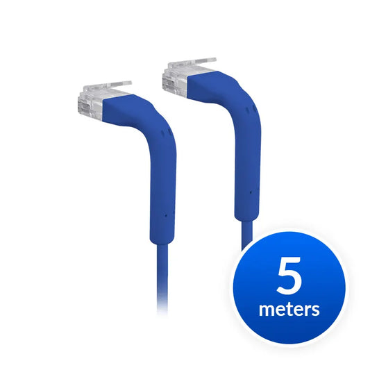 Ubiquiti UniFi Patch Cable Single Unit, 5m, Blue, End Bendable to 90 Degree, RJ45 Ethernet Cable,...