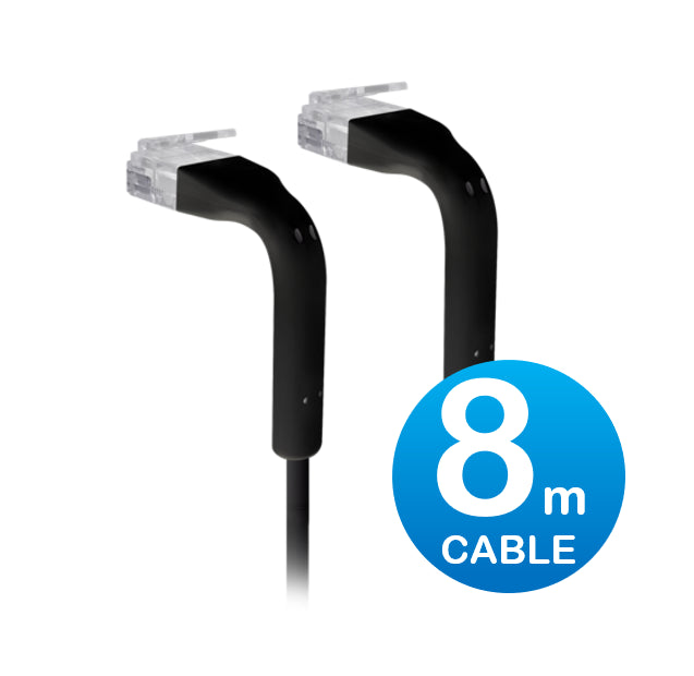 UniFi Patch Cable 8m Black, Both End Bendable to 90 Degree, RJ45 Ethernet Cable, Cat6, Ultra-Thin...