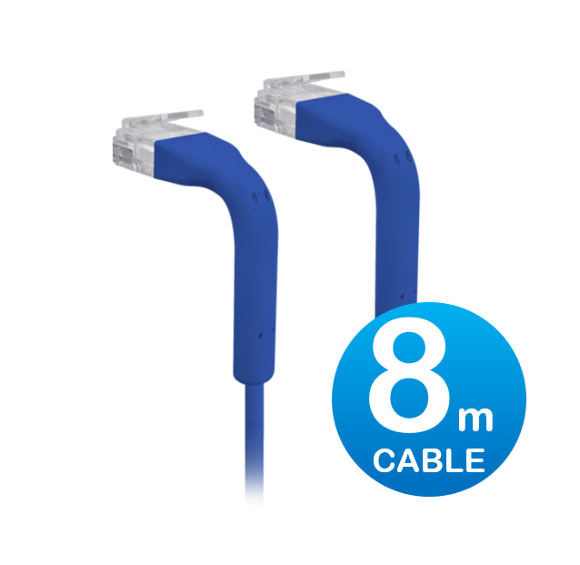 UniFi Patch Cable 8m Blue, Both End Bendable to 90 Degree, RJ45 Ethernet Cable, Cat6, Ultra-Thin...