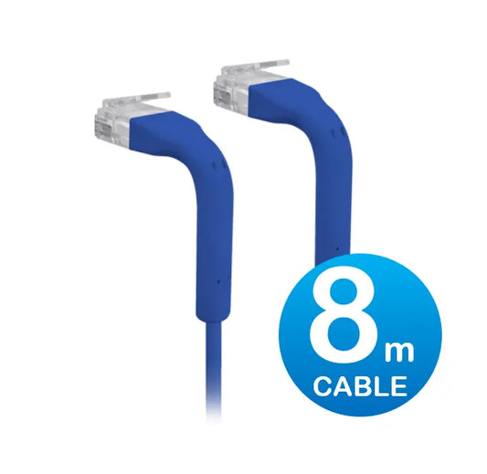 UniFi Patch Cable 8m Blue, Both End Bendable to 90 Degree, RJ45 Ethernet Cable, Cat6, Ultra-Thin...