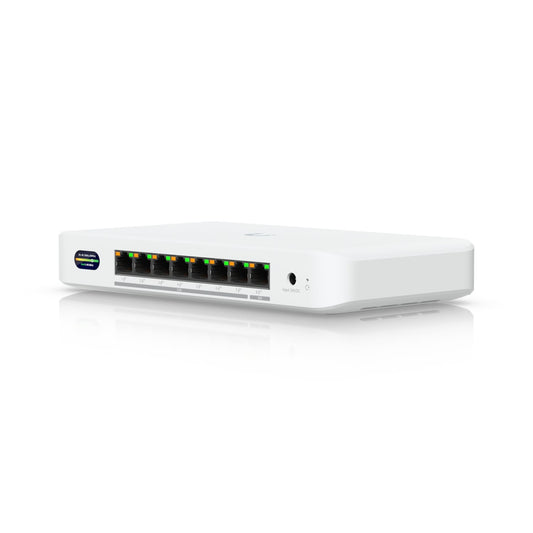 Ubiquiti Device Bridge Switch, Compact PoE+ Switch* (1) 10 GbE Port, (7) 2.5 GbE Ports, 6 GHz, Wi...