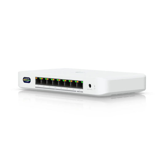Ubiquiti Device Bridge Switch, Compact PoE+ Switch* (1) 10 GbE Port, (7) 2.5 GbE Ports, 6 GHz, Wi...