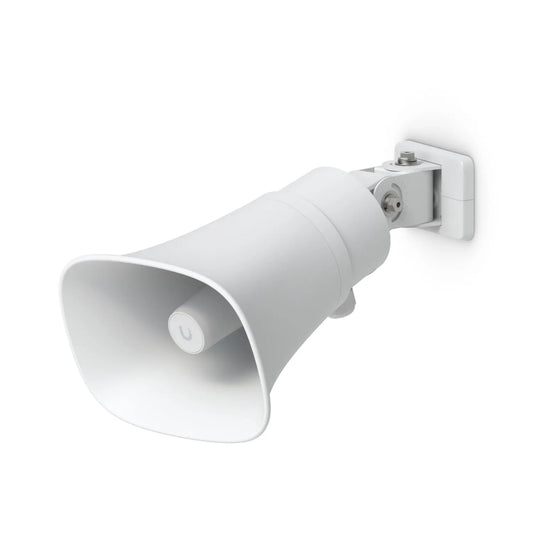 Ubiquiti AI Horn Speaker, White, All-weather PoE 120 dB Horn Speaker With Advanced AI Alert Funct...
