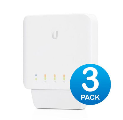 Ubiquiti USW Flex 3 Pack- Managed, Layer 2 Gigabit switch with auto-sensing 802.3af PoE support....