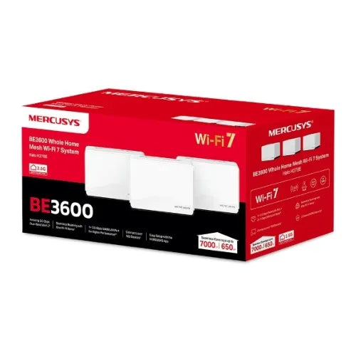 Mercusys Halo H27BE(3-pack) BE3600 Whole Home Mesh Wi-Fi 7 System, 688 Mbps at 2.4 GHz, 2880 Mbps...