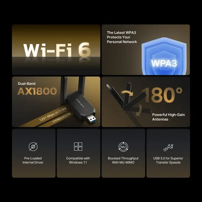 Mercusys AX1800 High-Gain Wireless Dual-Band USB Adapter (MA72XH) - Network - Consumer - Image 4