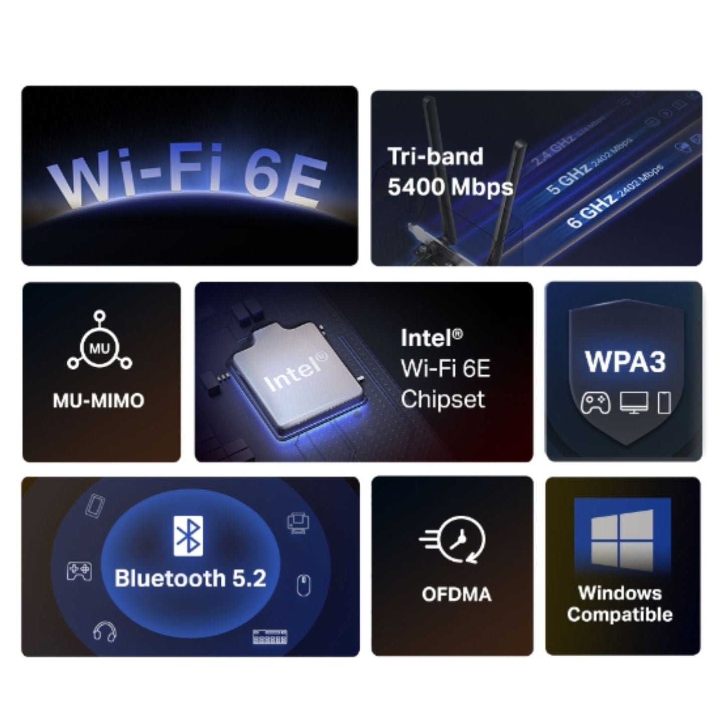 Mercusys MA86XE AXE5400 Wi-Fi 6E Bluetooth 5.2 PCIe Adapter, 2402Mbps @6GHz,2402Mbps @5GHz, 574Mb... - Image 2