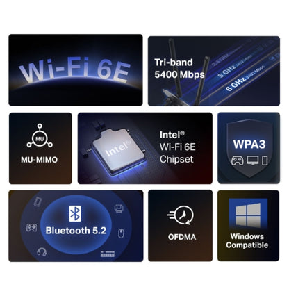 Mercusys MA86XE AXE5400 Wi-Fi 6E Bluetooth 5.2 PCIe Adapter, 2402Mbps @6GHz,2402Mbps @5GHz, 574Mb... - Image 2