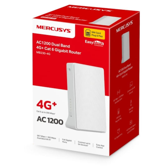 Mercusys MB230-4G AC1200 Wi-Fi 4G LTE Router, Build-In 150Mbps 4G LTE Modem,  300 Mbps at 2.4 GHz...