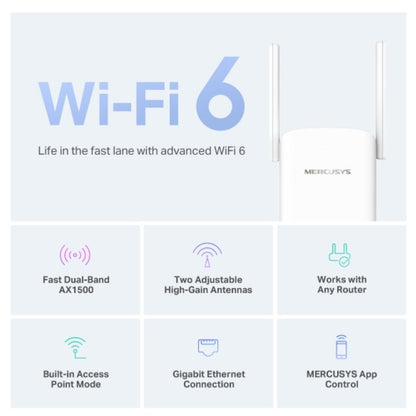 Mercusys ME60X AX1500 Wi-Fi 6 Range Extender, Dual Band Speeds up to 1500Mbps, 300Mbps@2.4 GHz, 1... - Image 3