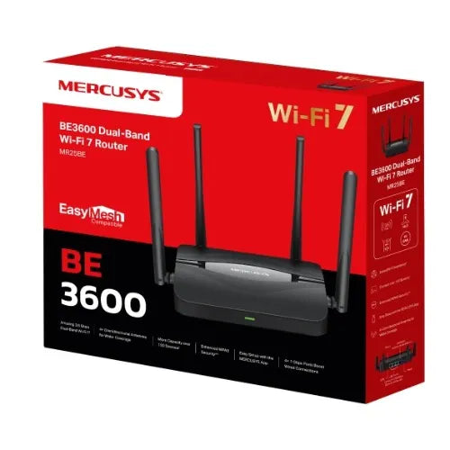 Mercusys MR25BE BE3600 Dual Band Wi-Fi 7 Router , 3.6 Gbps Mbps Dual-Band Speeds - Network - Cons...