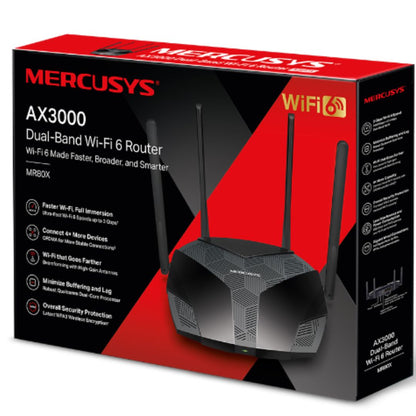 Mercusys MR80X AX3000 Dual-Band Wi-Fi 6 Router, Up to 3 Gbps ,MU-MIMO, OFDMA,WPA3 - Network - Con...