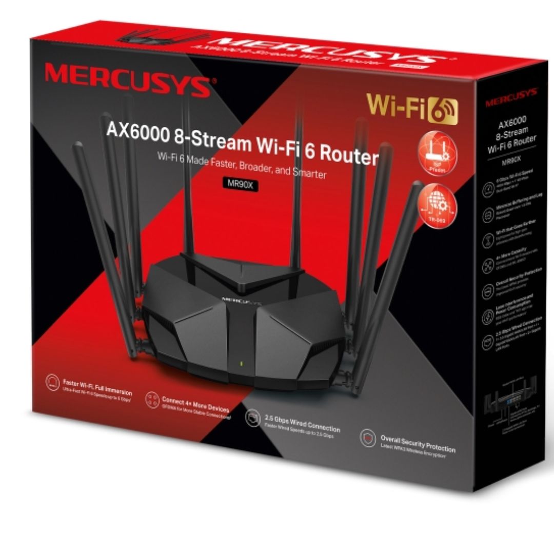 Mercusys MR90X AX6000 8-Stream Wi-Fi 6 Router, Up to 6 Gbps, MU-MIMO, OFDMA,WPA3 - Network - Cons...