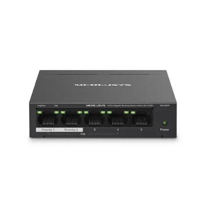Mercusys MS105GP 5-Port Gigabit Desktop Switch with 4-Port PoE+, 10/100/1000 Mbps RJ45 ports, Up...