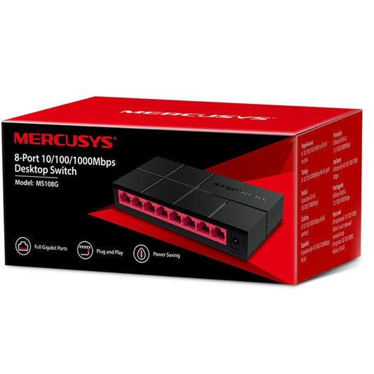 Mercusys MS108G 8-Port Gigabit Desktop Switch, 8x Gigabit Ports, Compact Design, Plug N Play, Gre...