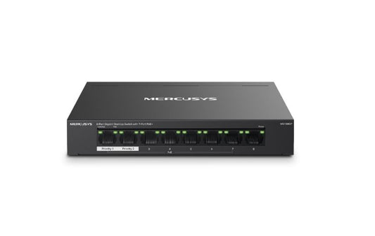 Mercusys MS108GP 8-Port Gigabit Desktop Switch with 7-Port PoE+, Up to 250 m - Network - Consumer
