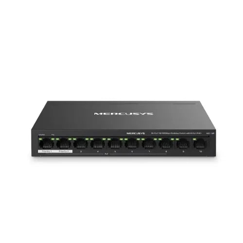 Mercusys MS110P 10-Port 10/100Mbps Desktop Switch with 8-Port PoE+, Up to 250 m - Network - Consumer