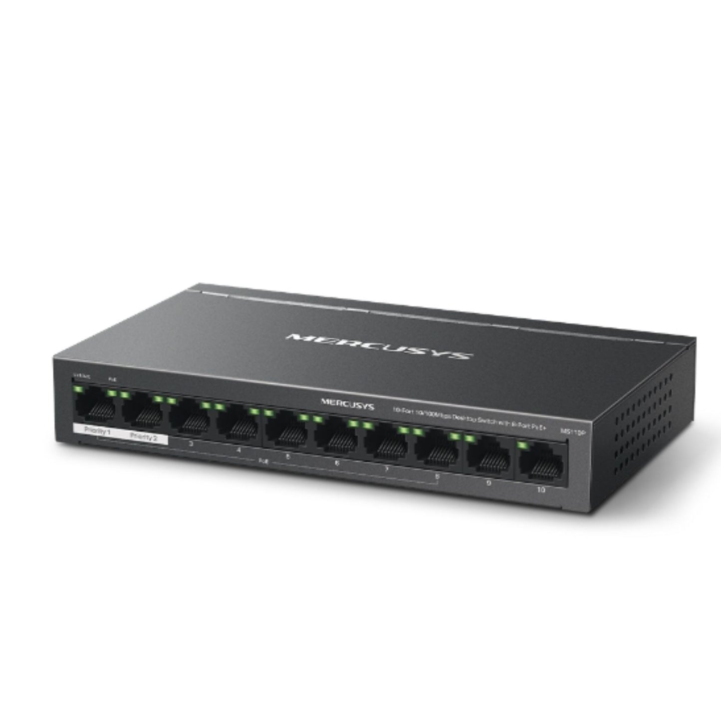 Mercusys MS110P 10-Port 10/100Mbps Desktop Switch with 8-Port PoE+, Up to 250 m - Network - Consumer - Image 2