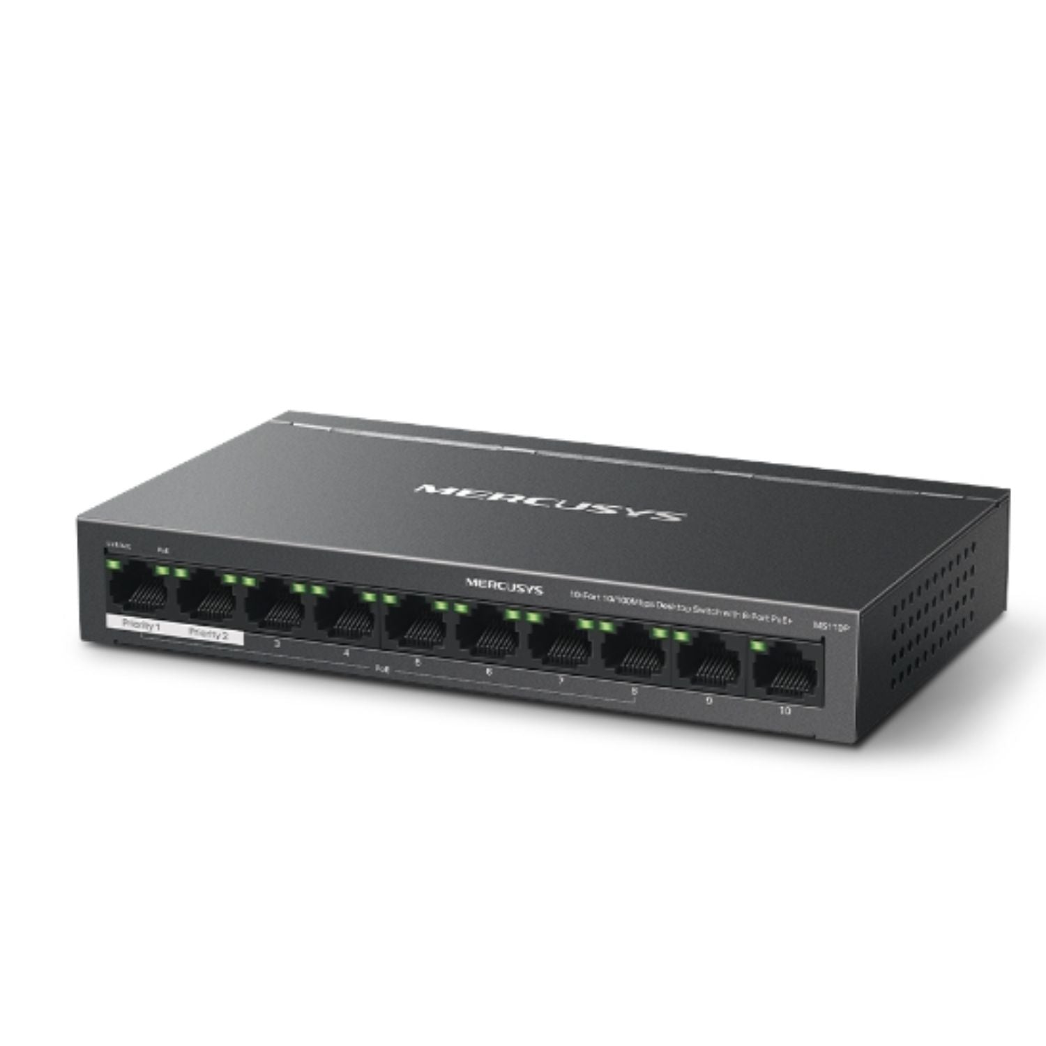Mercusys MS110P 10-Port 10/100Mbps Desktop Switch with 8-Port PoE+, Up to 250 m - Network - Consumer - Image 2