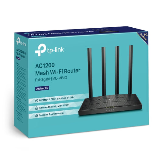 TP-Link Archer A6 AC1200 Wireless MU-MIMO Gigabit Router (OneMesh) Dual-Band Wi-Fi – 867 Mbps at...