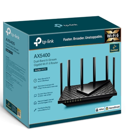 TP-Link Archer AX72 AX5400 Dual-Band Gigabit Wi-Fi 6 Router, MU-MIMO, OFDMA, 6x Antennas, Beamfor...