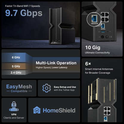 TP-Link Archer BE550 Pro BE9700 Tri-Band Wi-Fi 7 Router (WIFI7), 688 Mbps at 2.4 GHz + 2882 Mbps... - Image 4