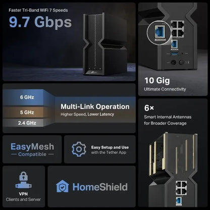 TP-Link Archer BE550 Pro BE9700 Tri-Band Wi-Fi 7 Router (WIFI7), 688 Mbps at 2.4 GHz + 2882 Mbps... - Image 4
