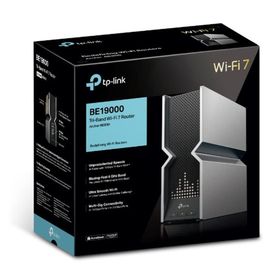 TP-Link Archer BE800 BE19000 Tri-Band Wi-Fi 7 Router (WIFI7) 1376 Mbps at 2.4 GHz + 5760 Mbps at...
