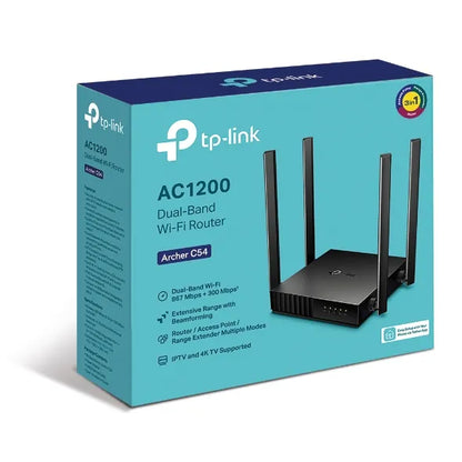 TP-Link Archer C54 AC1200 Dual-Band Wi-Fi Router 2.4GHz 300Mbps 5GHz 867Mbps 4xLAN 1xWAN 4xAntenn...