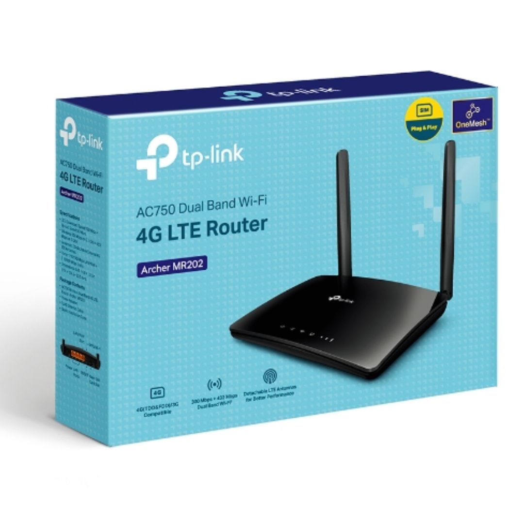 TP-Link Archer MR202 AC750 Wireless Dual Band 4G LTE Router 574Mbps @2.4GHz + 2402Mbps @5GHz + 24...