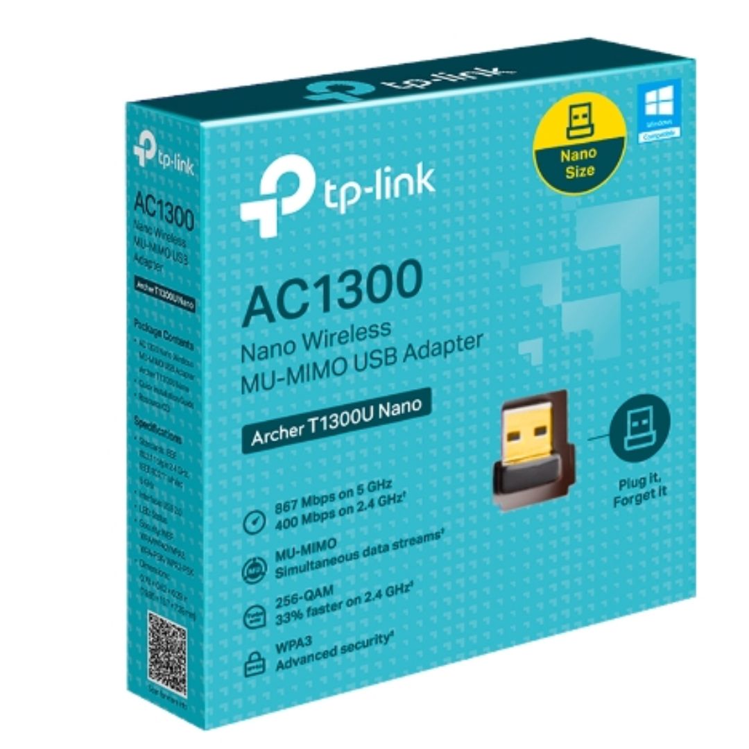 TP-Link Archer T1300U Nano AC1300 Nano Wireless MU-MIMO USB Adapter,  1201 Mbps at 5 GHz + 574 Mb...