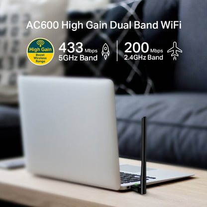 TP-Link Archer T2U Plus AC600 High Gain Wi-Fi Dual Band USB Adapter,433Mbps at 5GHz + 200Mbps at... - Image 3