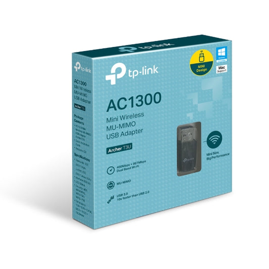 (CH)TP-Link Archer T3U AC1300 Mini Wireless MU-MIMO USB Adapter，Mini Size, 867Mbps at 5GHz + 400M...