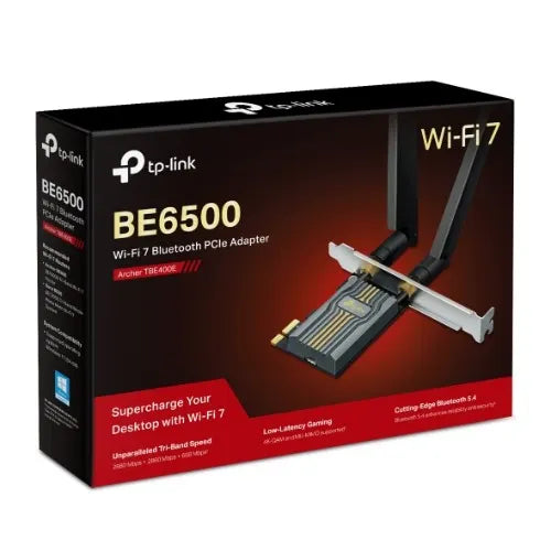 TP-Link Archer TBE400E BE6500 Wi-Fi 7 Bluetooth 5.4 PCIe Adapter,  6GHz@2882 Mbps, 5GHz@2882 Mbps...