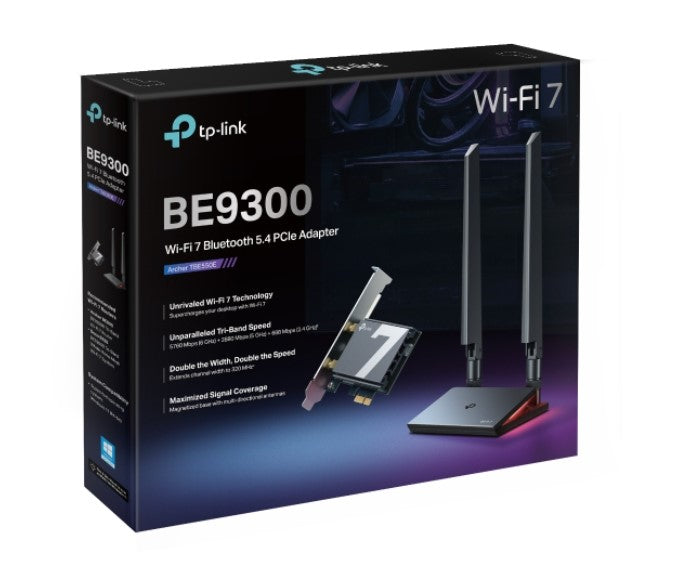 TP-Link Archer TBE550E BE9300 Wi-Fi 7 Bluetooth 5.4 PCIe Adapter, 6GHz@5760 Mbps, 5GHz@2880 Mbps,...